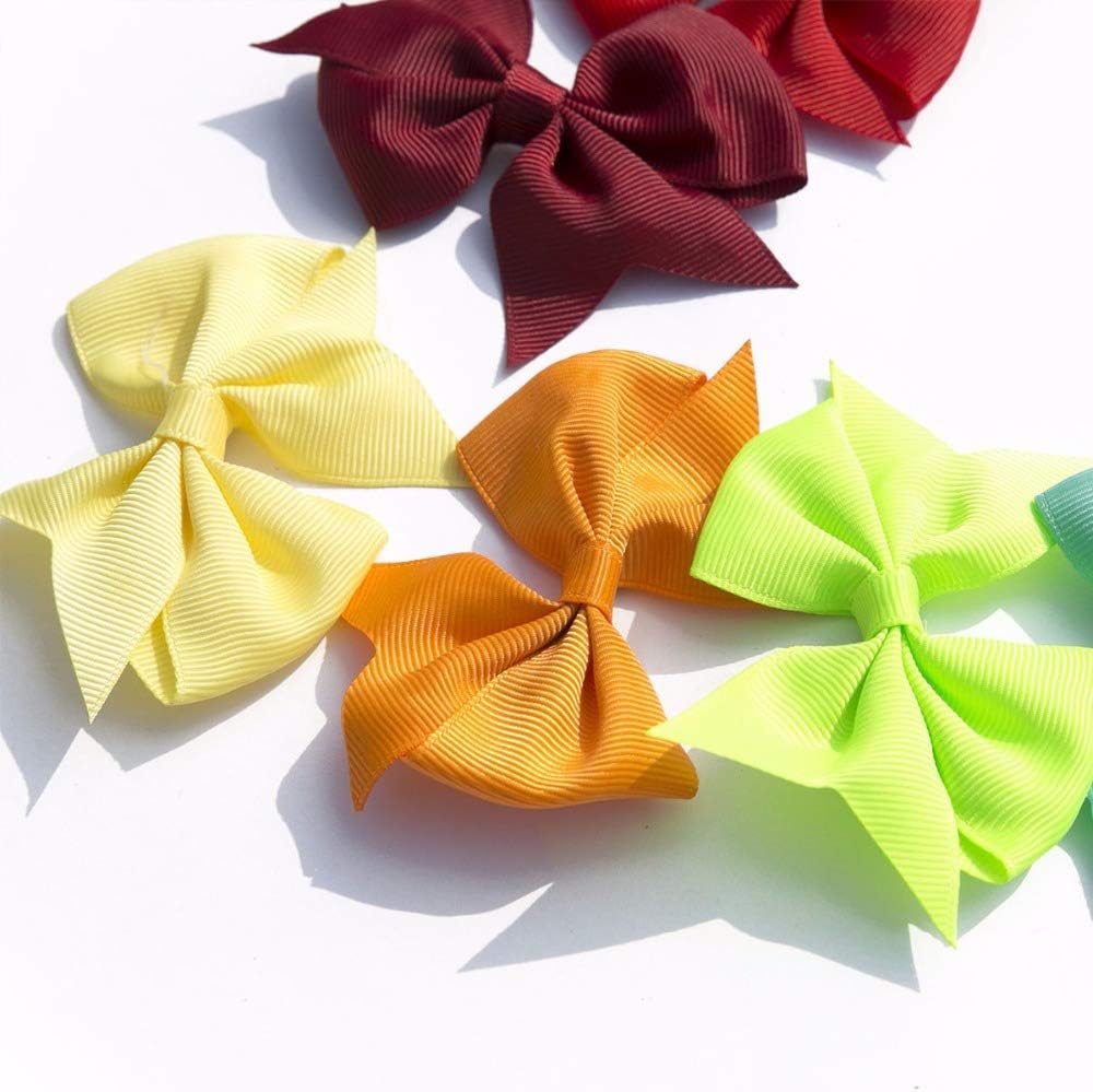 40 Pcs Hair Bows for Girls Hair Clips for Girls Toddlers - Grosgrain Ribbon Craft Pinwheel Bows In Pairs Medium Size 3.5 Inch
