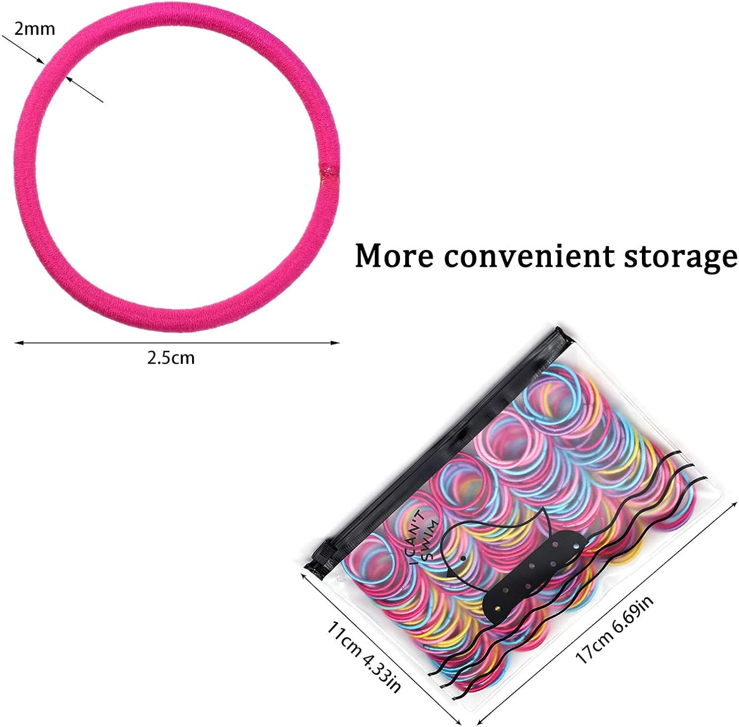 200 Pieces Hair Ties,Elastic Hairbands Ponytail Holders Hair Tie, Multicolor 2mm Hair Bands No Crease Hair Elastics Small Ponytail Holders Hair Accessories for Kids Girls Infants Toddlers Multi-colored